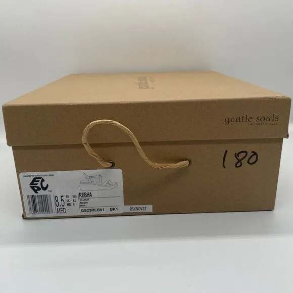 Gentle Souls Kenneth Cole Rebha Black Leather Strappy Sandals Sz 8.5 Platform