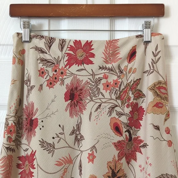 Geoffrey Beene Y2K Vintage Floral Silk High Waisted A-Line Knee Length Skirt 4