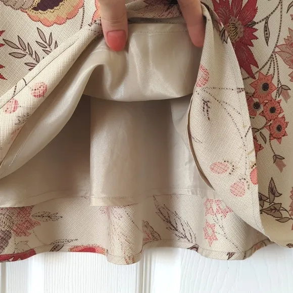 Geoffrey Beene Y2K Vintage Floral Silk High Waisted A-Line Knee Length Skirt 4
