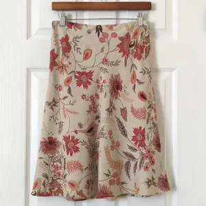 Geoffrey Beene Y2K Vintage Floral Silk High Waisted A-Line Knee Length Skirt 4
