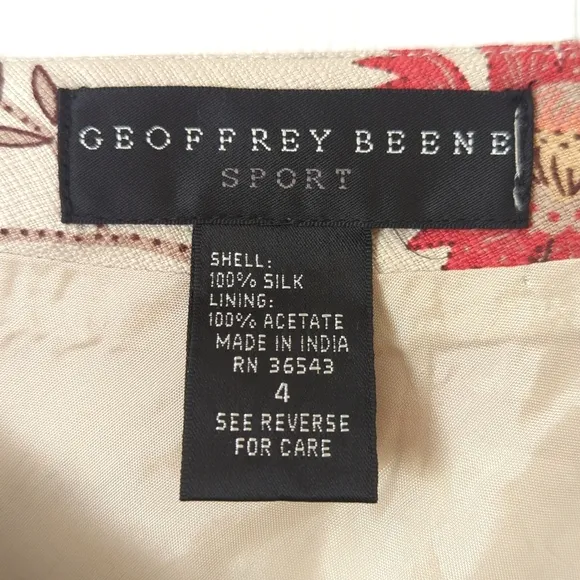 Geoffrey Beene Y2K Vintage Floral Silk High Waisted A-Line Knee Length Skirt 4