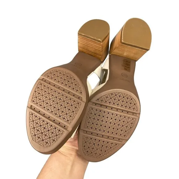 Geox Annya Mid Sandals Block Heel T Strap White SZ 40 EU 10 US NIB