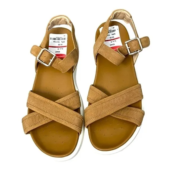 Geox Camel Color Natural Leather Sandals With Straps - Size 40