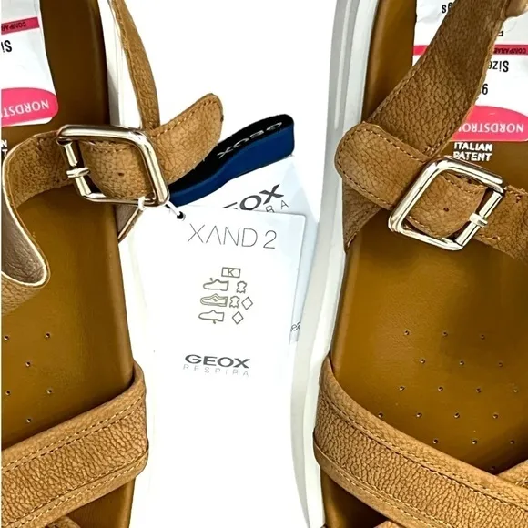 Geox Camel Color Natural Leather Sandals With Straps - Size 40