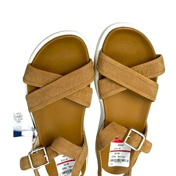 Geox Camel Color Natural Leather Sandals With Straps - Size 40