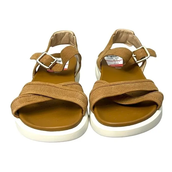 Geox Camel Color Natural Leather Sandals With Straps - Size 40