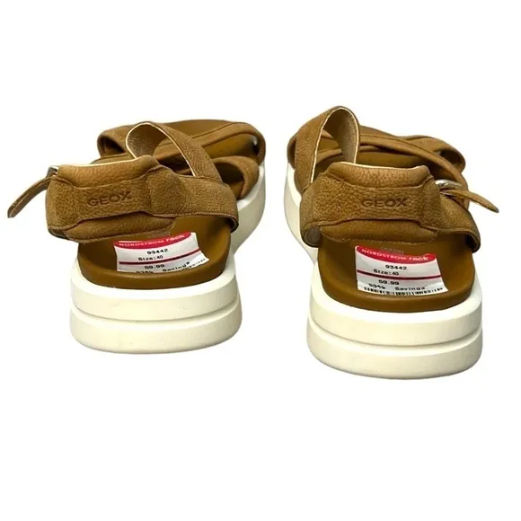 Geox Camel Color Natural Leather Sandals With Straps - Size 40