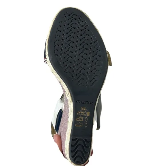 Geox Respira D Janira Red White and Blue Wedge Sandals Size 9 NIB
