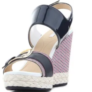 Geox Respira D Janira Red White and Blue Wedge Sandals Size 9 NIB