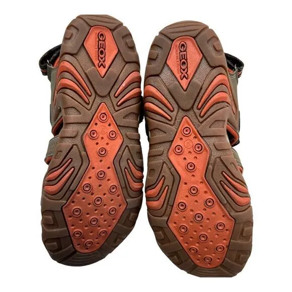 Geox Respira Kids Slip-On Closed Toe Outdoor Water Sandals Orange Brown Size 5