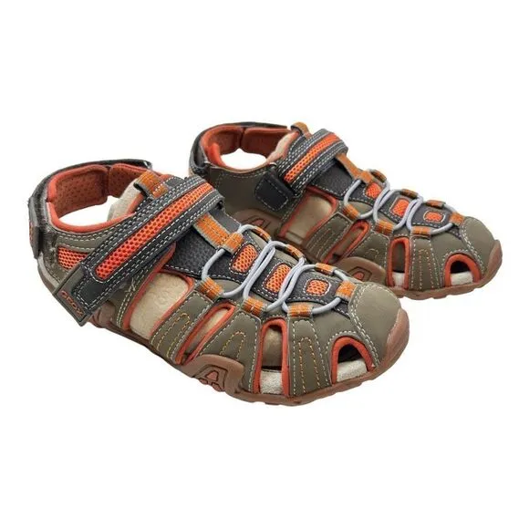 Geox Respira Kids Slip-On Closed Toe Outdoor Water Sandals Orange Brown Size 5