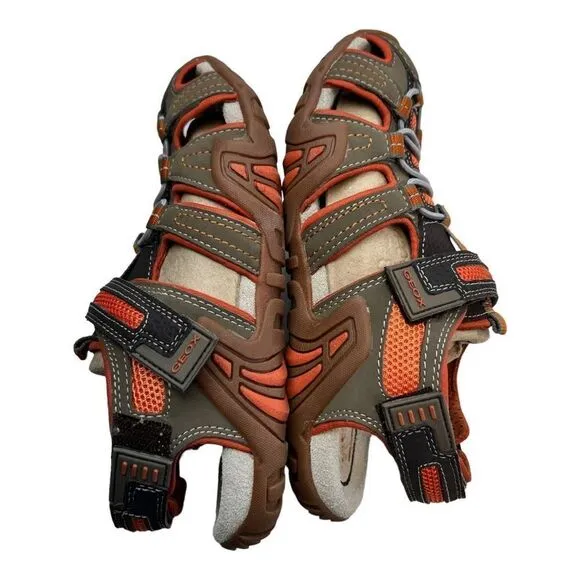 Geox Respira Kids Slip-On Closed Toe Outdoor Water Sandals Orange Brown Size 5