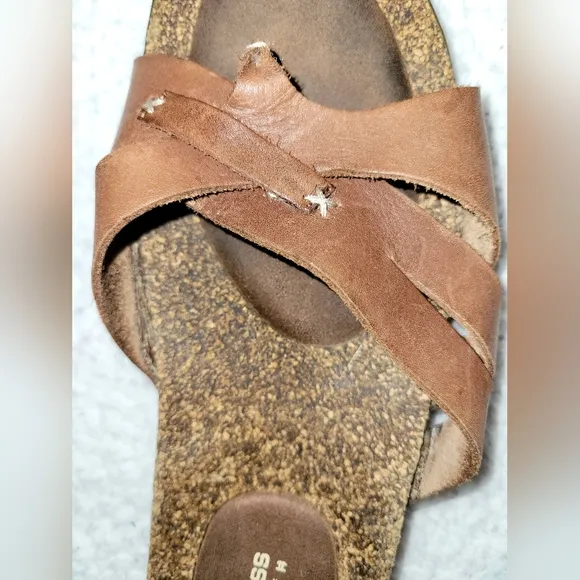 GH Bass Earth Chelsea Brown Leather &amp; Cork Sandals Size 8.5