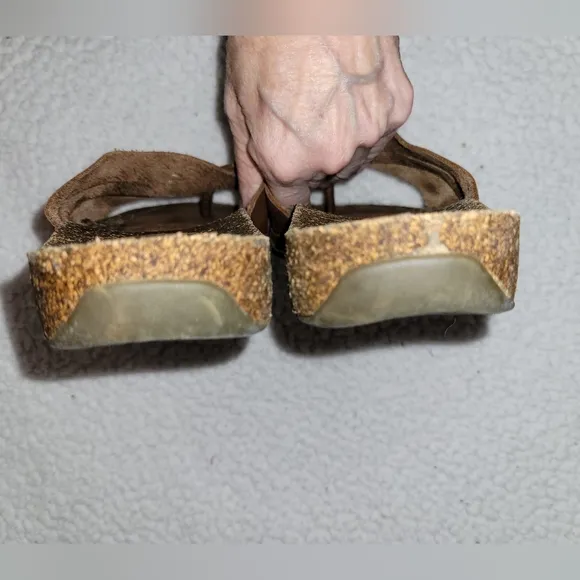 GH Bass Earth Chelsea Brown Leather &amp; Cork Sandals Size 8.5