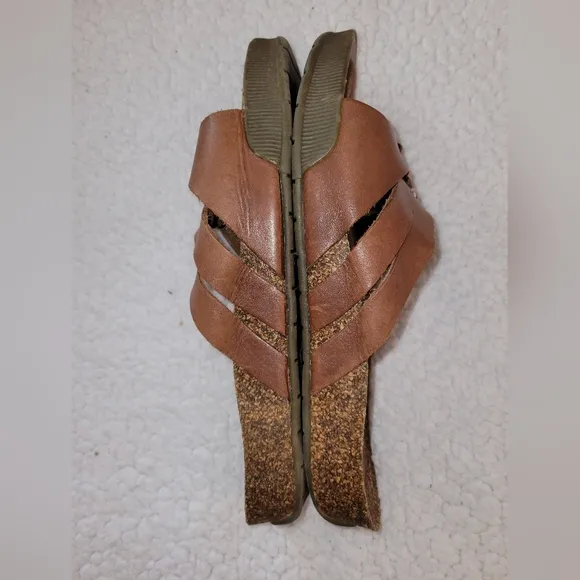 GH Bass Earth Chelsea Brown Leather &amp; Cork Sandals Size 8.5