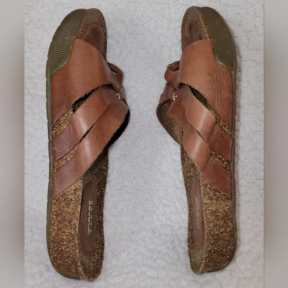GH Bass Earth Chelsea Brown Leather &amp; Cork Sandals Size 8.5