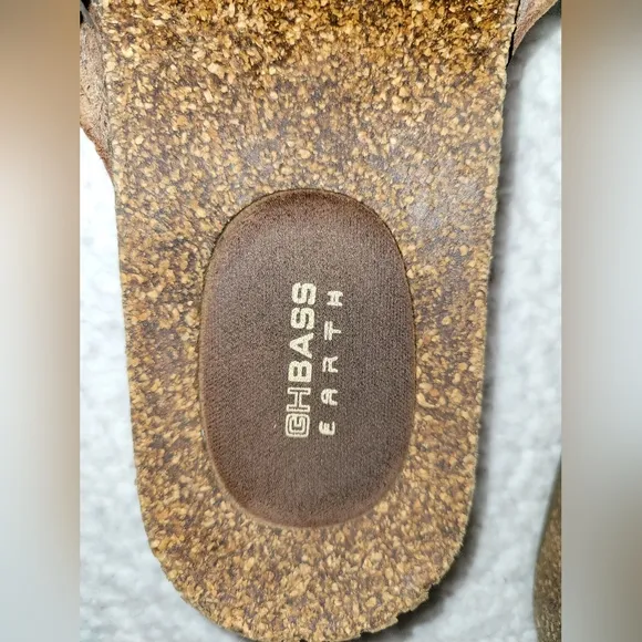 GH Bass Earth Chelsea Brown Leather &amp; Cork Sandals Size 8.5