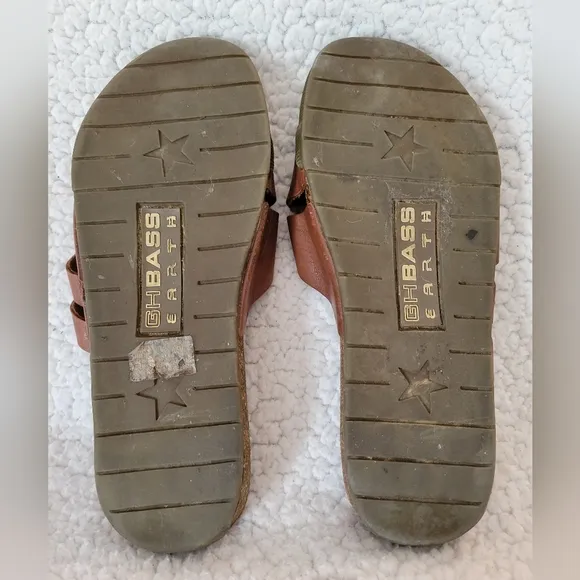 GH Bass Earth Chelsea Brown Leather &amp; Cork Sandals Size 8.5