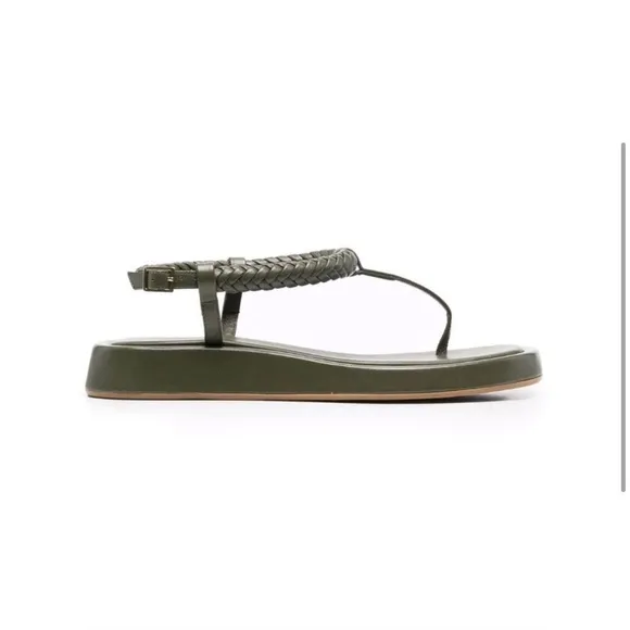 Gia Borghini / RHW leather flat braided Rosie 3 sandals