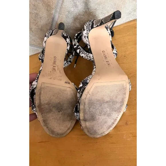 GIANNI Bini Abbrie Snake Print Ankle Tie  Sandals size 8.5, High Heels, Strappy