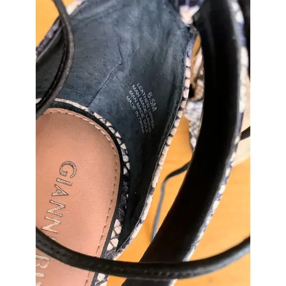 GIANNI Bini Abbrie Snake Print Ankle Tie  Sandals size 8.5, High Heels, Strappy