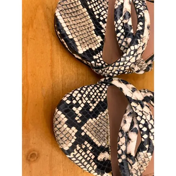 GIANNI Bini Abbrie Snake Print Ankle Tie  Sandals size 8.5, High Heels, Strappy