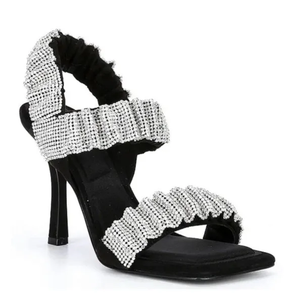 Gianni Bini Black Sandals with Silver Rhinestones