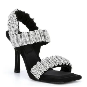 Gianni Bini Black Sandals with Silver Rhinestones