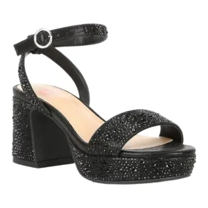 Gianni Bini Ellie-Girl Black Rhinestone Platform Dress Sandals Size 10