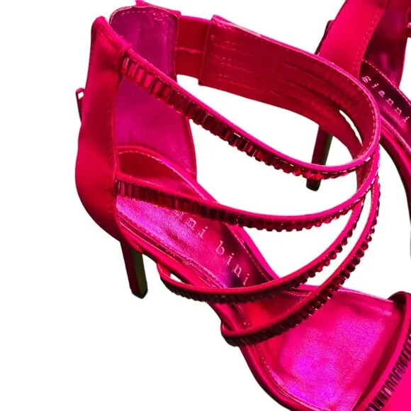 Gianni Bini Hot Pink bling sandal with stileto heel and zip closure.  SZ:9.5