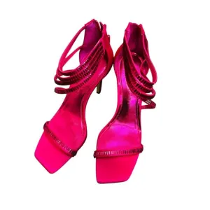 Gianni Bini Hot Pink bling sandal with stileto heel and zip closure.  SZ:9.5