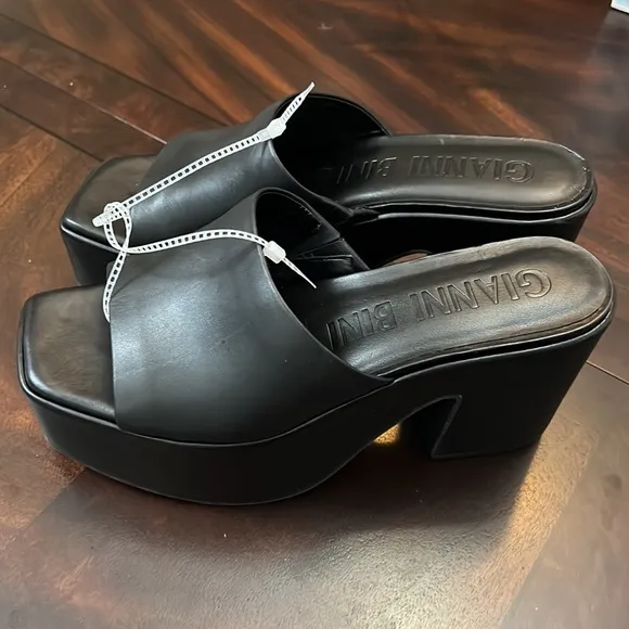 Gianni BiniLomah Leather Square Toe Platform Sandals