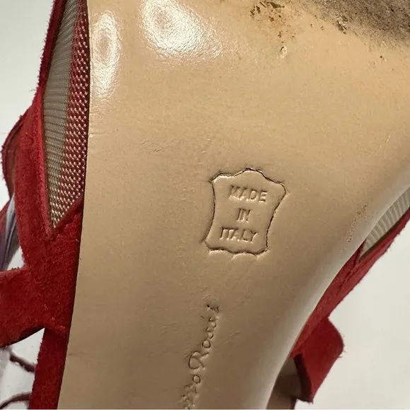 Gianvito Rossi Red Suede Gladiator Heeled Sandals Size EU 36.5 or US 6.5