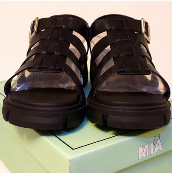 Girls Mia Lycie Strappy Sandal Black Platform
