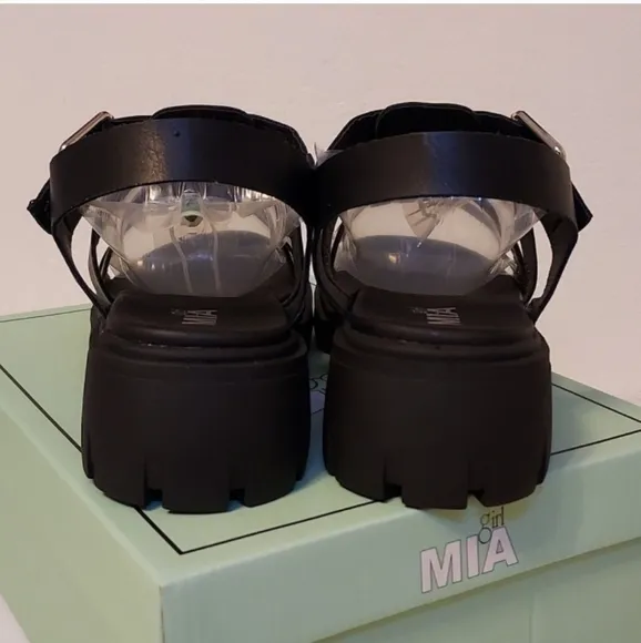 Girls Mia Lycie Strappy Sandal Black Platform