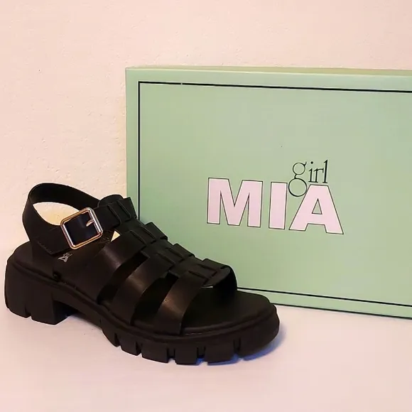 Girls Mia Lycie Strappy Sandal Black Platform
