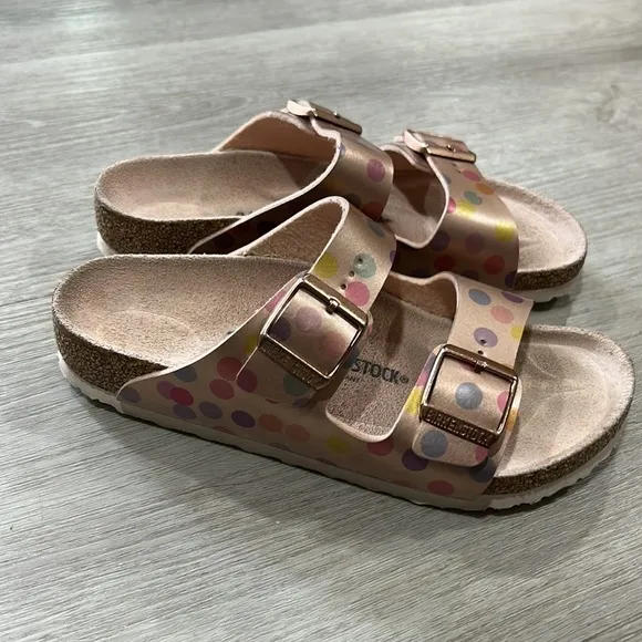 Girls polka dot Arizona birkenstock sandals