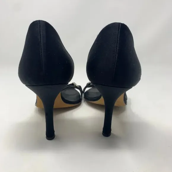 Giuseppe Zanotti Black Silk Sandals w/ Rhinestones