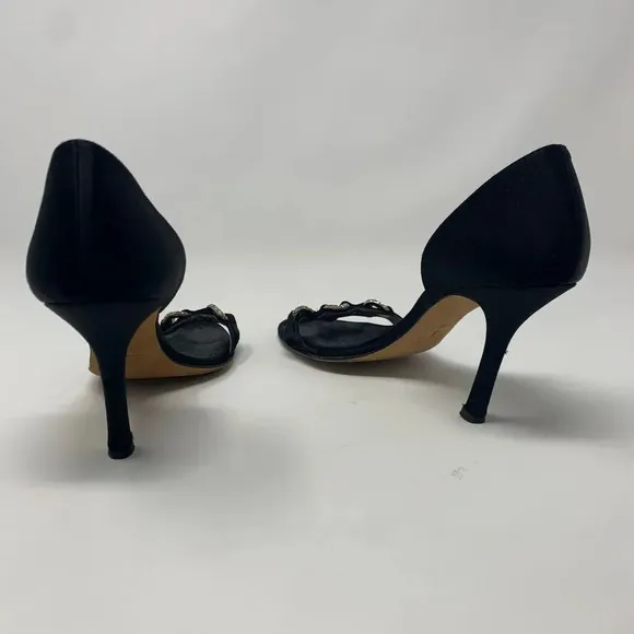 Giuseppe Zanotti Black Silk Sandals w/ Rhinestones