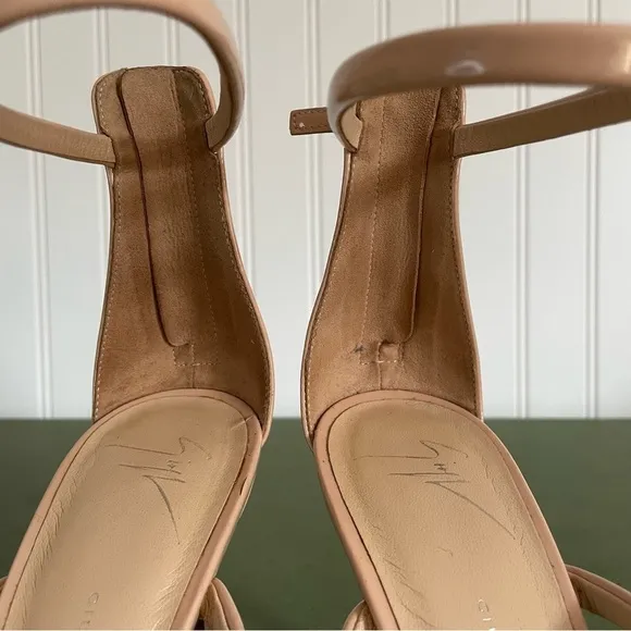 Giuseppe Zanotti HARMONY Zip Heels/Sandals in Neutral Patent Leather *Italy*