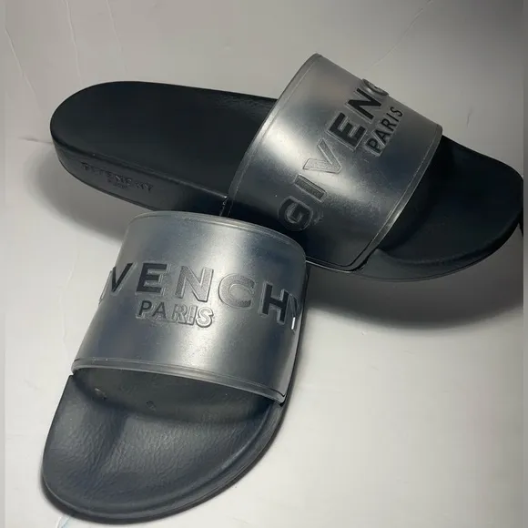 Givenchy Paris logo Pool slides Flat sandals slippers trasparent good condition