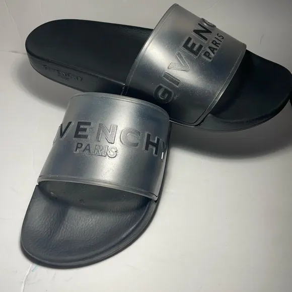 Givenchy Paris logo Pool slides Flat sandals slippers trasparent good condition