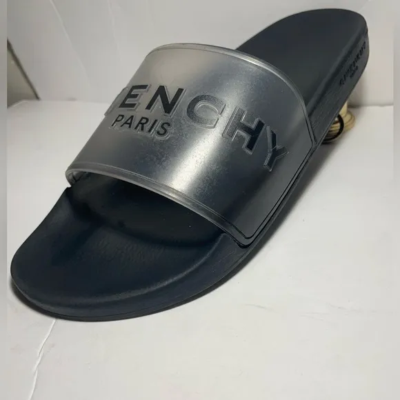 Givenchy Paris logo Pool slides Flat sandals slippers trasparent good condition