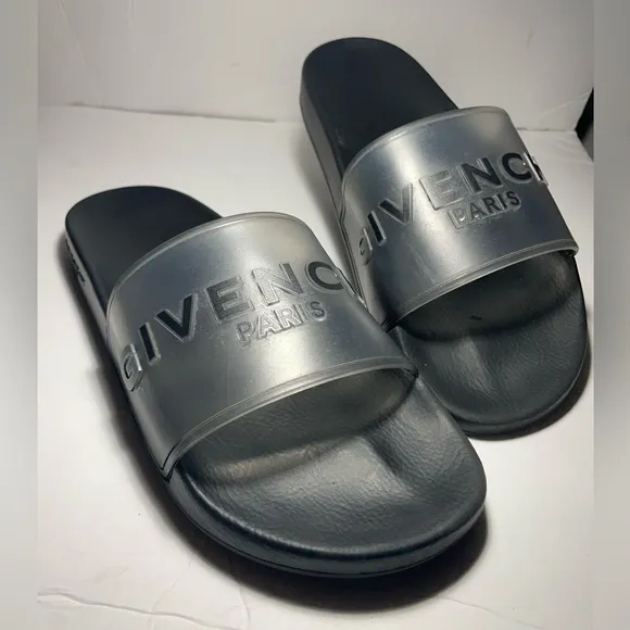 Givenchy Paris logo Pool slides Flat sandals slippers trasparent good condition