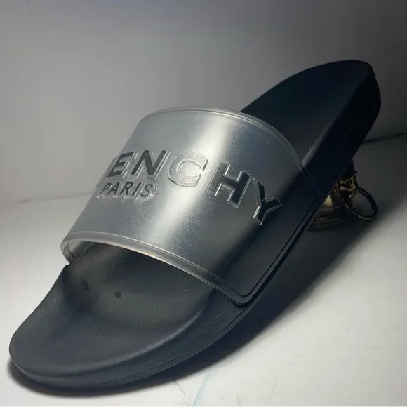 Givenchy Paris logo Pool slides Flat sandals slippers trasparent good condition