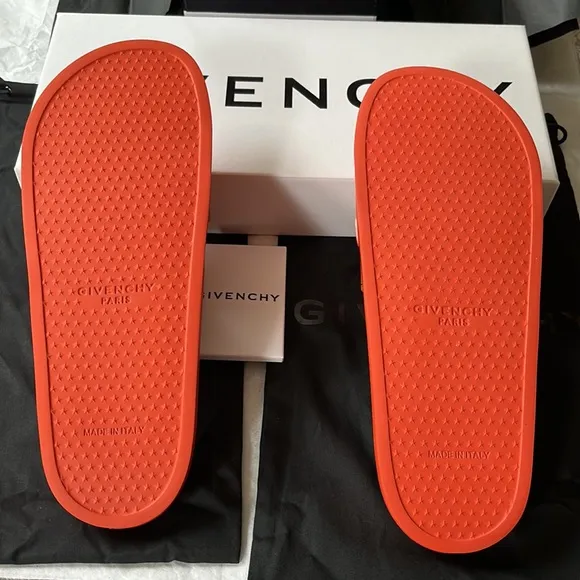 GIVENCHY POOL SLIDES SANDALS DARK ORANGE..SIZE 9us-42 BRAND NEW