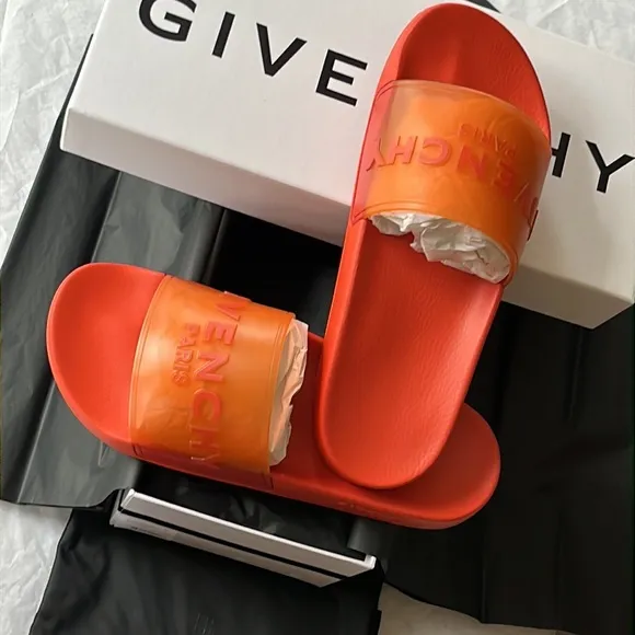 GIVENCHY POOL SLIDES SANDALS DARK ORANGE..SIZE 9us-42 BRAND NEW