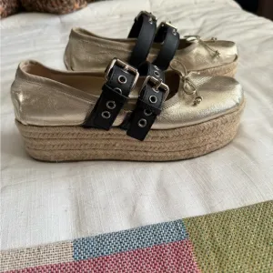 Gold Espadrille Platform Sandals from Miu Miu