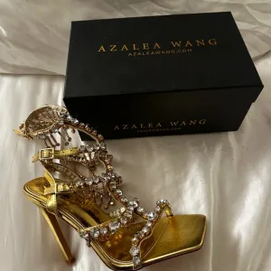 Gold Rhinestone Strappy Sandals