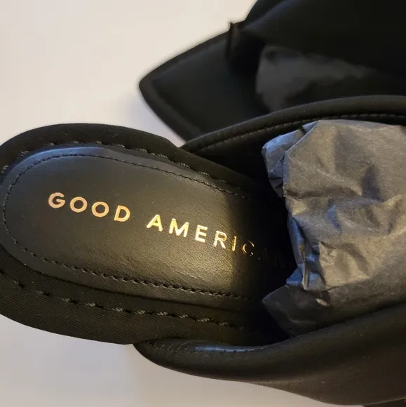 Good American Clear Wedge Sandals Neoprene Size 7